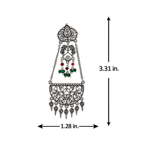 Abharan Oxidised Plated Earrings with Embellishments
